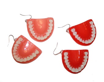 Denture Teeth Earrings - cute kawaii teeth earrings denture earrings mouth earrings teeth gift dentist pastel kawaii cute Halloween