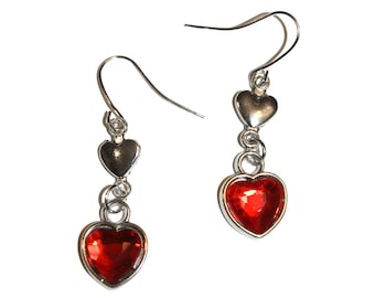 Glitzy Gem Heart Earrings - heart dangle earring gemstone heart rhinestone earring