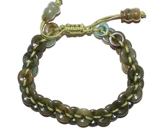 Vintage Carved Jade Bracelet - Vintage Jade Jewelry Carved Jade Green Gemstone Hand Carved