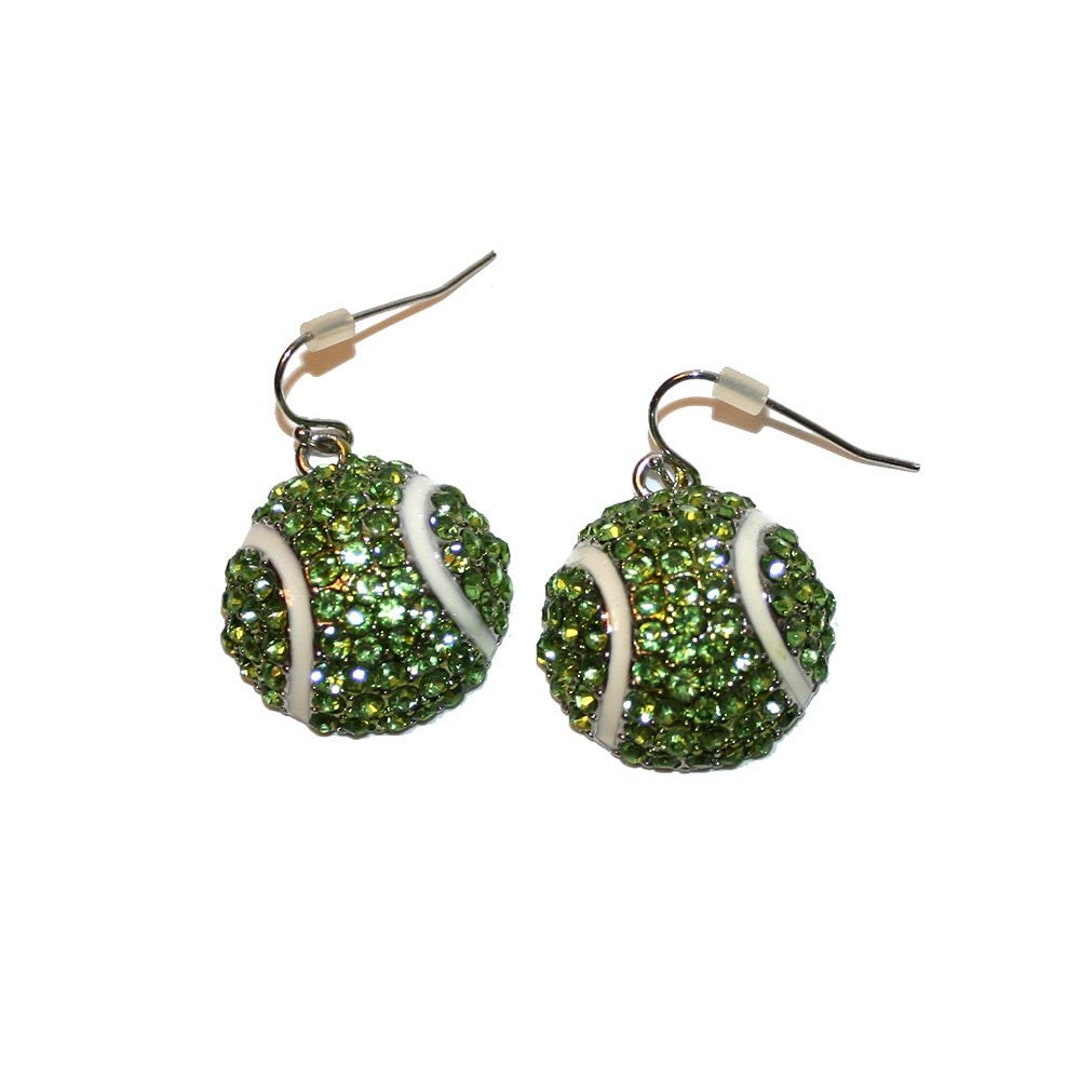 Rhinestone Tennis Ball Earrings Kitschy Earrings Kitsch Rhinestone