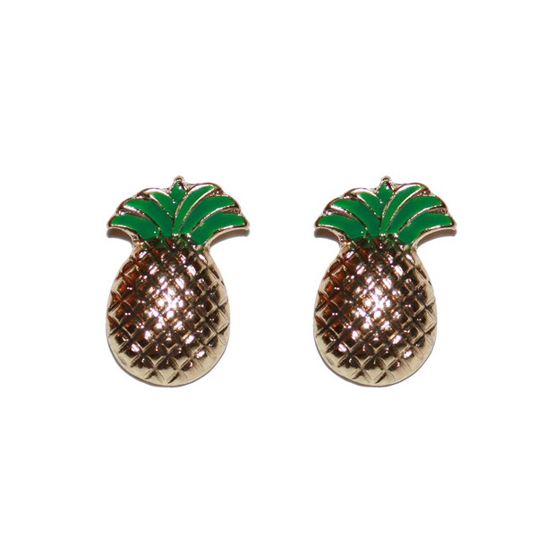 Vintage Gold Pineapple Earrings - Tropical vintage earrings hawaii kawaii tropical vacation carmen miranda fruit jewelry fruit earrings