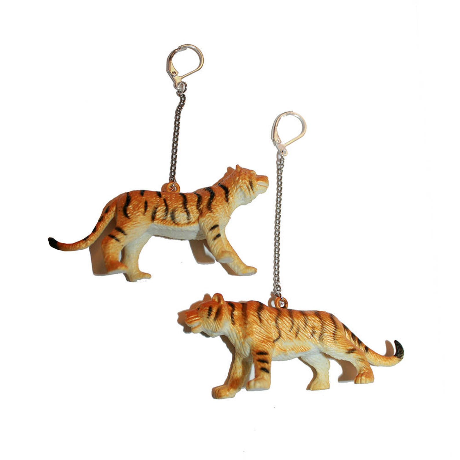 Plastic Tiger Toy Earrings vintage kitschy inspired toy Etsy