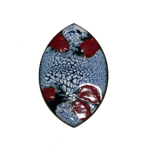 Vintage Enamel Brooch - vintage enamel handmade pin brooch blue white red