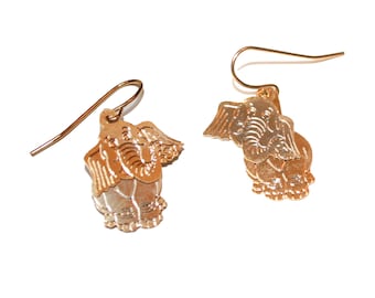 Vintage Gold Elephant Earrings - Vintage moveable head kitschy cute vintage gold elephant circus lover gift