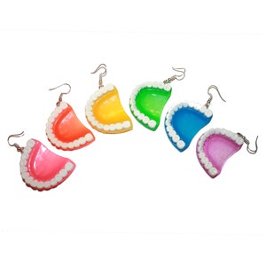 Orecchini dentiera - orecchini denti kawaii carini orecchini dentiera orecchini bocca denti regalo dentista pastello kawaii carino Halloween
