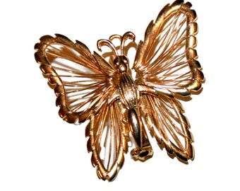 Vintage Gold Articulated Butterfly Brooch - unique artsy butterfly jewelry butterfly wonderland collector 70s vintage realistic butterfly