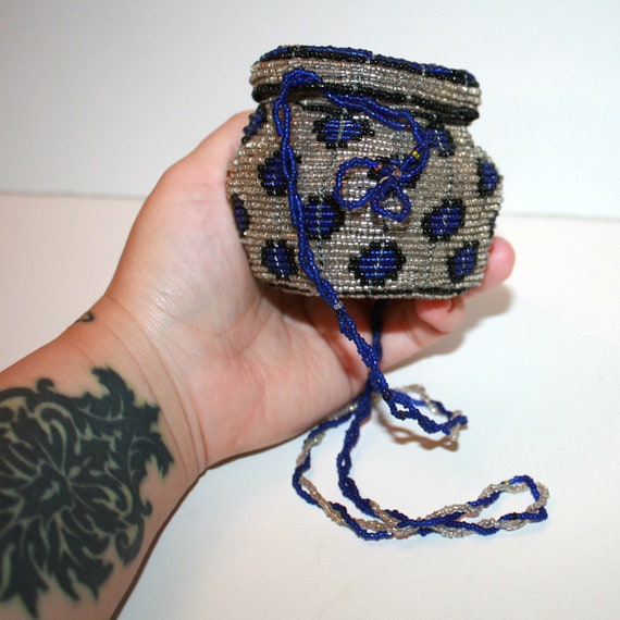 Vintage Beaded Purse - small beaded basket purse … - image 5