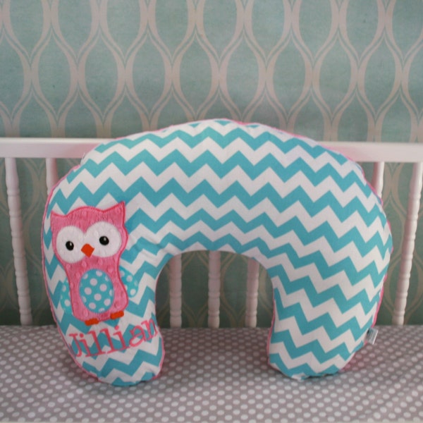 Personalized Applique Owl Nursing Pillow Cover in Your Choice of Fabrics