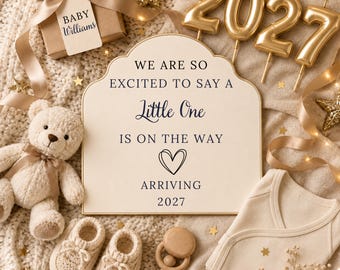 2027 New Year Pregnancy Announcement Template, Neutral Social Media Digital Baby Reveal.