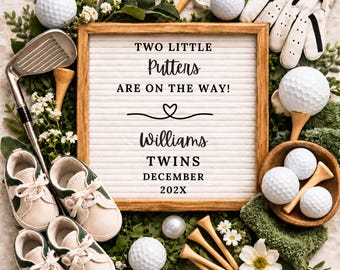 Golf Twins Pregnancy Announcement, Two Little Putters Digital Social Media Baby Reveal