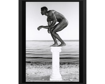 ON A PEDESTAL Framed exclusive limited edition fine art photography signed by Rossano B. Maniscalchi  – black and white nude gallery art