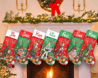 Personalized Multi-character Toy Story Christmas Stockings, Disney Family Christmas Gifts, Christmas Stockings With Name, Holiday Gift Decor