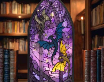 Dragon Library Book Nook, Dragon Library Sign, Fantasy Book Nook for Bookaholic, Fantasy Book Lover & Reader Gift, Bookshelf Decor Gift