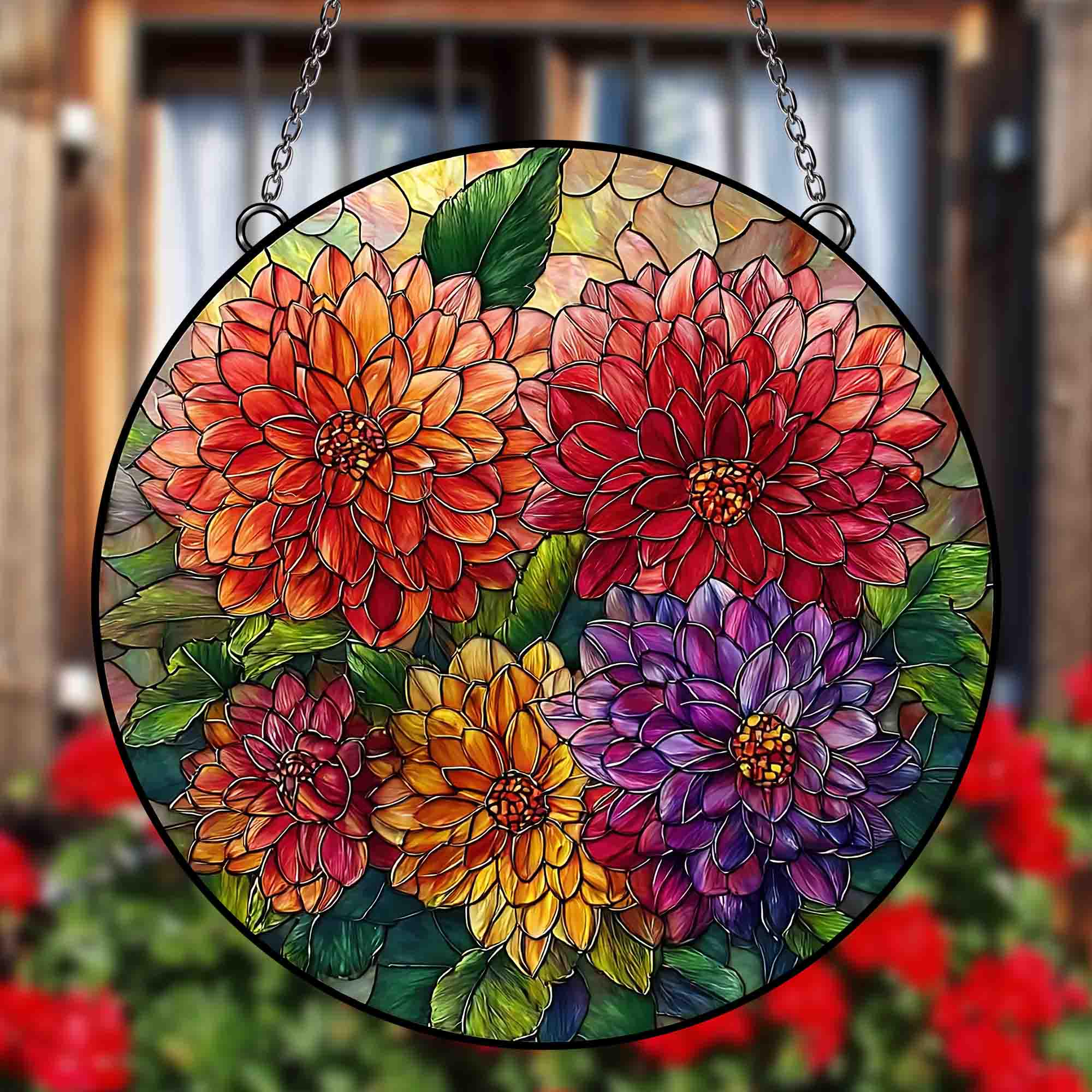 Dahlia Flower Stained Glass Suncatcher, Dahlia Window Hangings, Flower ...