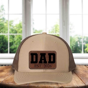 Boné Trucker Personalizado com Nome para o Pai, Boné com Patch de Couro Personalizado para o Papai, Presente para Novo Papai, Boné para o Dia dos Pais, Presente de Aniversário para o Papai
