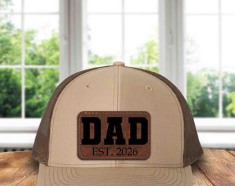 Cappellino da camionista personalizzato per papà con nome, berretto in pelle personalizzato con toppa per papà, regalo per neo papà, cappelli per la festa del papà, regalo di compleanno per papà