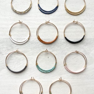 Bohemian Beaded Gold Filled Hoop Earrings