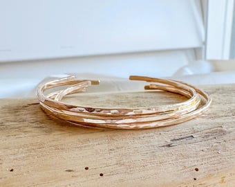 Gold Filled Hammered Cuff Bracelet