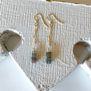 Labradorite Gold Filled Gemstone Dangle Earrings