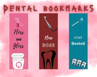 Lesezeichen für Zahnärzte, niedliches Lesezeichen mit Zahnmotiven, Geschenk für Zahnmedizinstudenten, Geschenk für Zahnärzte, Geschenk für Dentalhygieniker, Geschenk für Zahnmedizin-Buchliebhaber