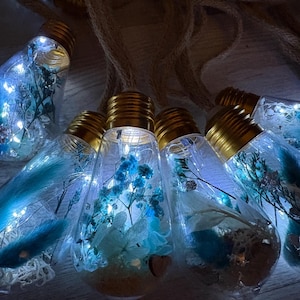 Guirlande corde bleu canard florale 8mbohème