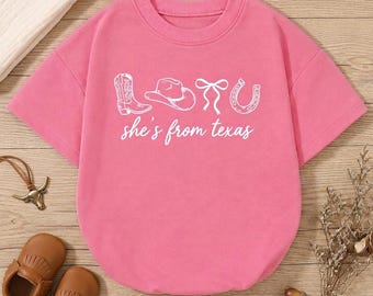 She's From Texas Baby Romper, Western Baby Outfit, Cowgirl Newborn Gift, Cute Country Girl Clothes, Baby Shower Present
