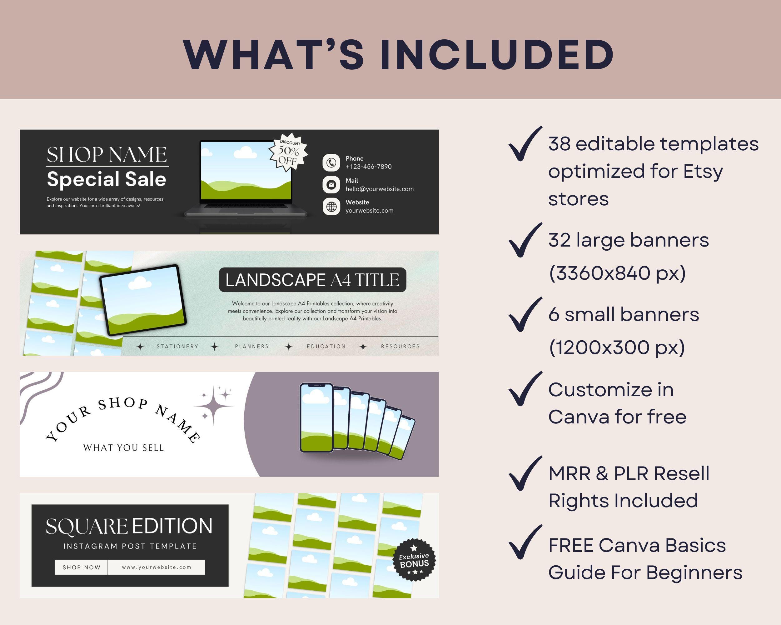 Etsy Shop Banner Template Bundle, 38 Editable Canva Banners & Mockups ...