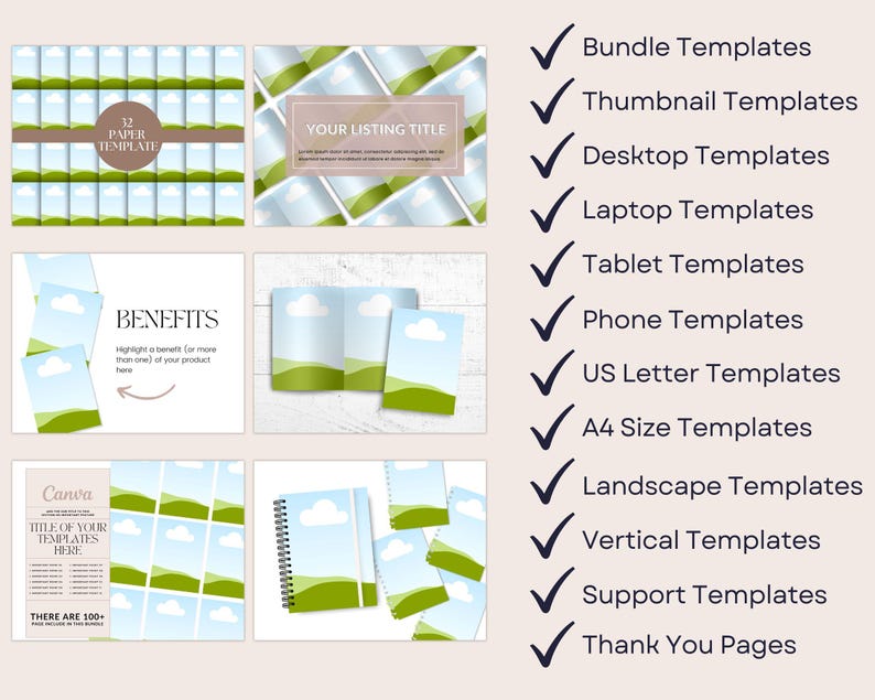 280 Canva-mockupmallar för utskrivbara material, böcker, tidskrifter och planerare | Redigerbart Etsy-listningsbildpaket, bokmockups, A4, US Letter, PLR bild 4