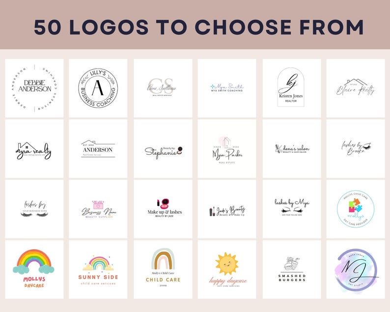 50 Canva Logo Templates, Customizable Logos & Branding Kit for Small Business Owners, Modern Square Logo Design Bundle with PLR MRR image 8
