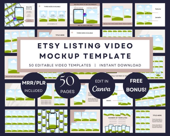 Etsy出品用動画テンプレートバンドル、商品動画用編集可能なCanva 
