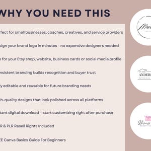 50 Canva Logo Templates, Customizable Logos & Branding Kit for Small Business Owners, Modern Square Logo Design Bundle with PLR MRR image 6