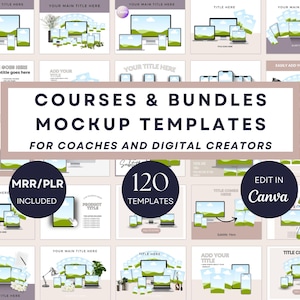 コーチやコース作成者向けのCanva製品モックアップテンプレート120種類、コース向けEtsyリストバンドルモックアップ、PLR対応デジタル製品販売者向け