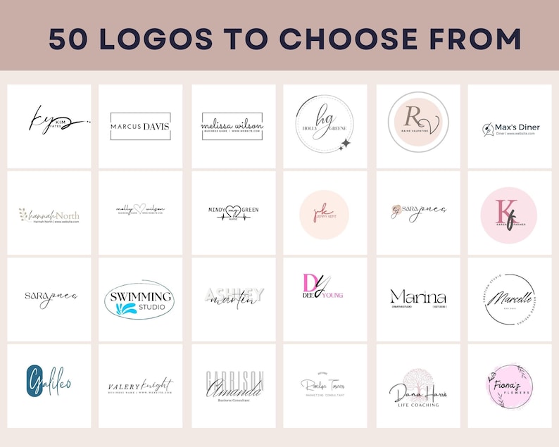 50 Canva Logo Templates, Customizable Logos & Branding Kit for Small Business Owners, Modern Square Logo Design Bundle with PLR MRR image 7