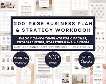 Plano de Negócios e Estratégia de 200 Páginas - Modelo de eBook Canva para Empreendedores, Planejador de Cursos, Coaching para Geração de Leads, Planejamento de Metas (PDF)