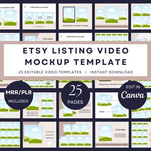 Etsy Listing Video Template Bundle, 25 Editable Canva Mockups for Product Videos, Drag and Drop Design for Digital & Physical Item Sellers