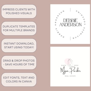 50 Canva Logo Templates, Customizable Logos & Branding Kit for Small Business Owners, Modern Square Logo Design Bundle with PLR MRR image 3