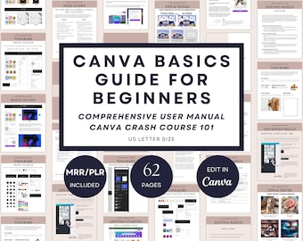 Guia Básico do Canva para Iniciantes (PLR), Curso Intensivo de Canva com mais de 60 páginas em PDF, Manual do Usuário do Canva editável em formato eBook, Guia de Como Usar o Canva em formato eBook