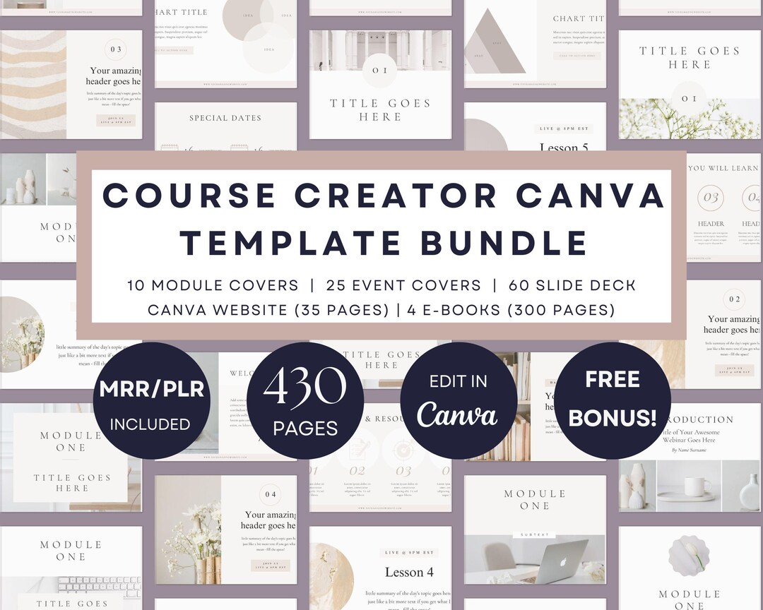Course Creator Resources Bundle for Coaches, Canva Designs for Digital ...