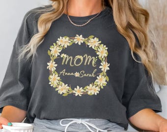 Custom Daisy Flower Mom Shirt Comfort Colors, Wildflowers mom Shirt, Cottagecore Floral Tee, Botanical Shirt,Nature Aesthetic Tee