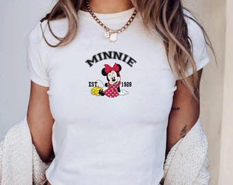Retro Minnie Disney Baby Tee, Classic Minnie Baby Tee, Y2k 90s Style Minnie Mouse Tee