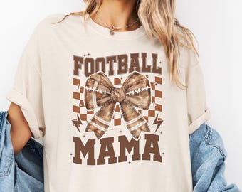 Mom voetbalshirt, Game Day Coquette-T-shirt, comfortabele kleuren