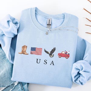 USA Icons Crewneck Sweatshirt: American Patriotic Style