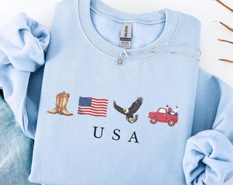 USA Icons Crewneck Sweatshirt: American Patriotic Style