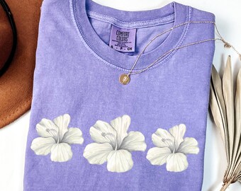 Camisa de flor de hibisco Comfort Colors: camiseta de playa tropical