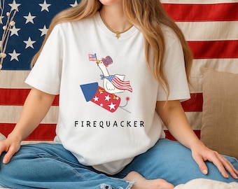 Chemise Firequacker Goose 4 juillet : T-shirt drapeau américain patriotique