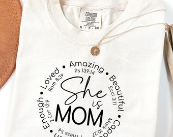 Personalized She Is Mom Shirt Custom Name Christian Mothers Day Gift Nana Gigi Tee