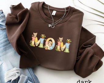 Personalized Mama Nana Mimi Sweatshirt Hoodie, Custom Floral Patchwork Name Gift for Mom Grandma