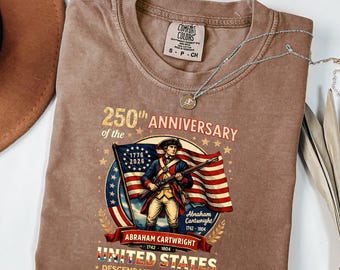 Custom Descendant of a Patriot Shirt, 250th Anniversary 1776 2026 Vintage Tee, Personalized Ancestor, Comfort Colors USA 250 Unisex T-shirt