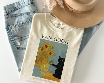 Comfort Colors Cat Shirt, Funny Cat Shirt, Van Gogh Shirt, Cat Meme Shirt, Black Cat T Shirt, Art Shirt, Artist Tee, Kitty Lover Gift Tee