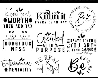 Motivational SVG Bundle: Inspirational T-Shirt Quotes, Canva Designs (Digital Download)
